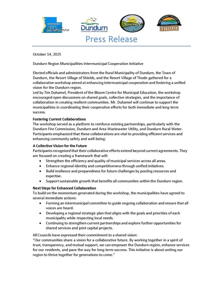 Dundurn Region Municipalities Intermunicipal Cooperation Initiative